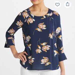 Daniel Rainn Jinnie Zipper Detail Blouse Navy S Small